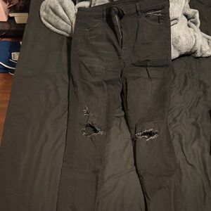 American Eagle Outfitters Black Distressed Skinny Jeans